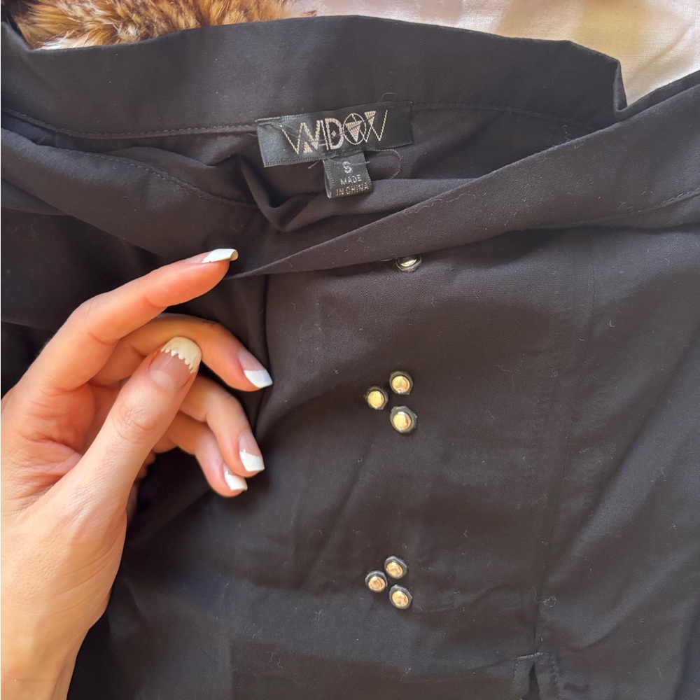 Dolls Kill Widow Black Studded Maxi skirt with high slit - Picture 3 of 3
